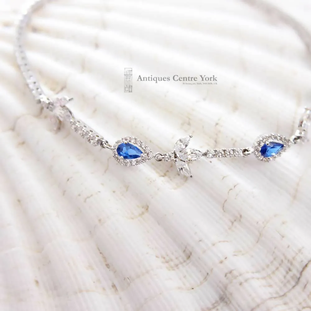 18ct White Gold Blue & White Synthetic Spinel Bracelet