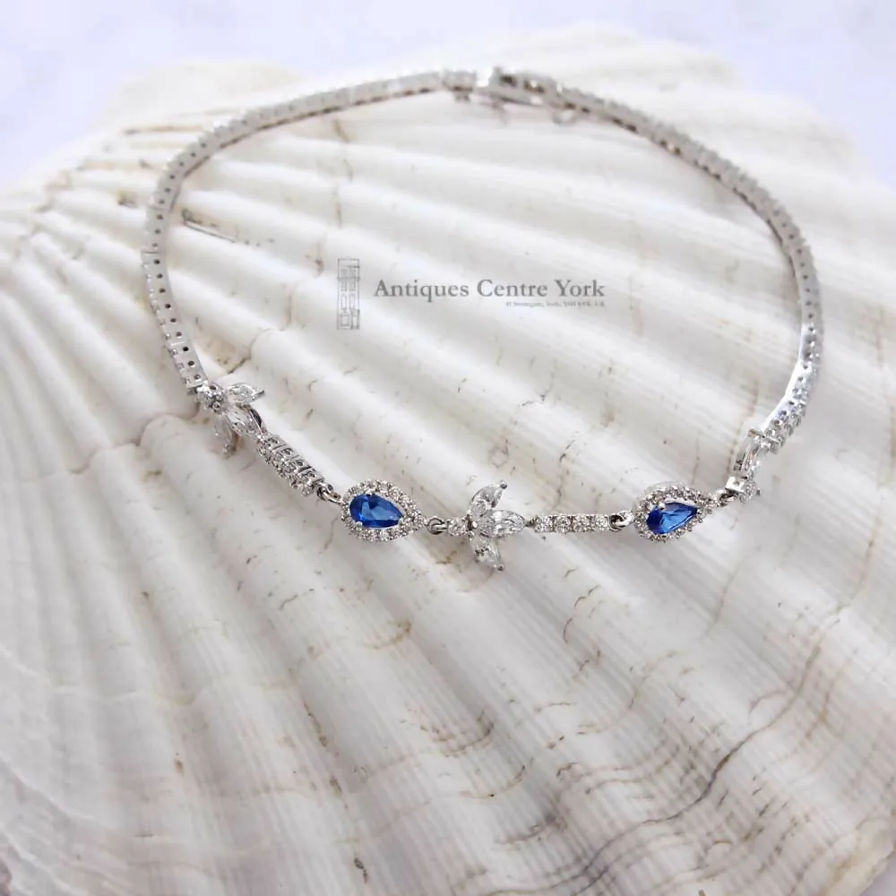 18ct White Gold Blue & White Synthetic Spinel Bracelet