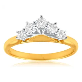 18ct Yellow Gold & White Gold Ring With 0.5 Carats Of Brilliant Cut Diamonds