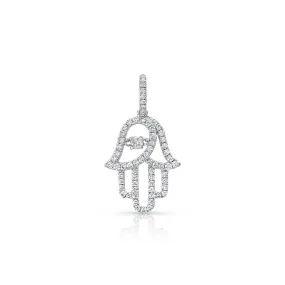 18kt White Gold Diamond Hamsa Pendant