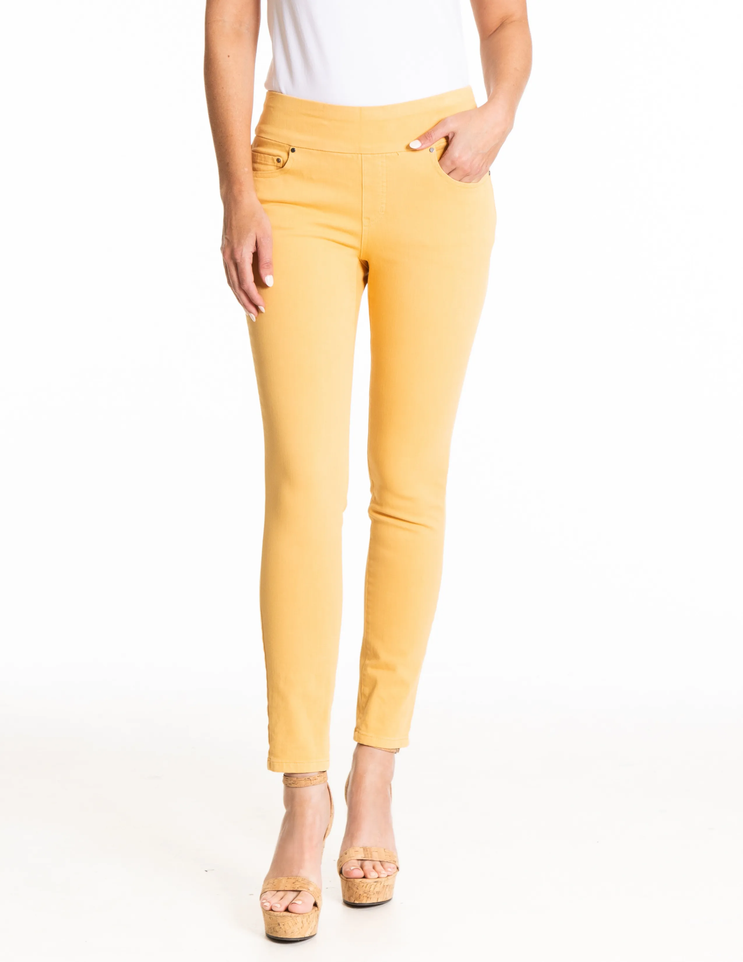 4 WAY STRETCH PULL ON SKINNY ANKLE JEAN - Goldenrod