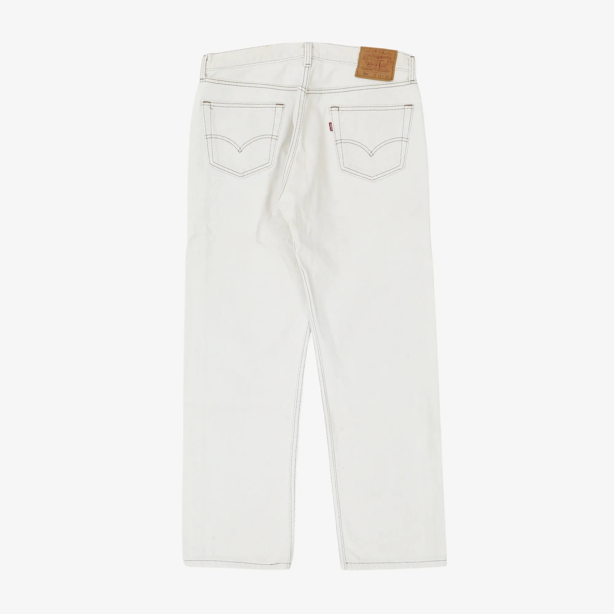 501 White Denim Jeans(Fits W34/USA Made)