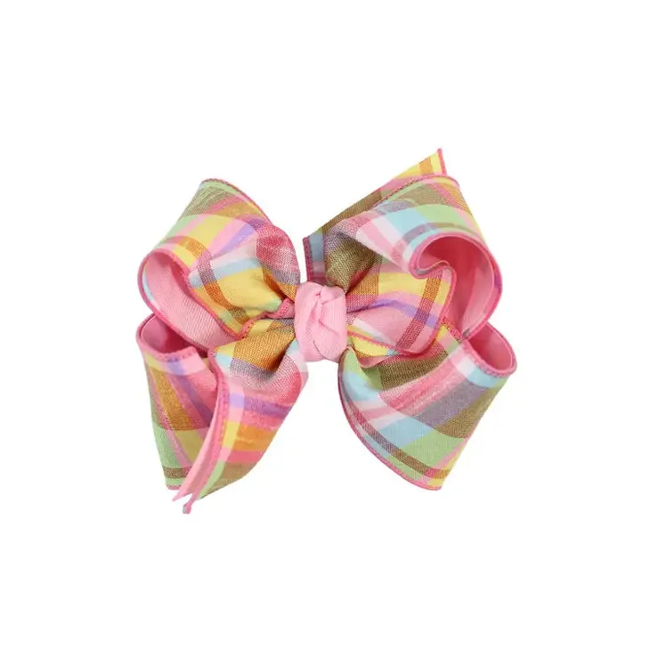 5.5" Pastel Plaid Bows on Alligator Clip