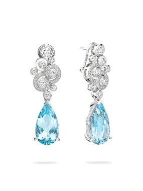 A Family Journey Geneva Aquamarine Platinum Earrings