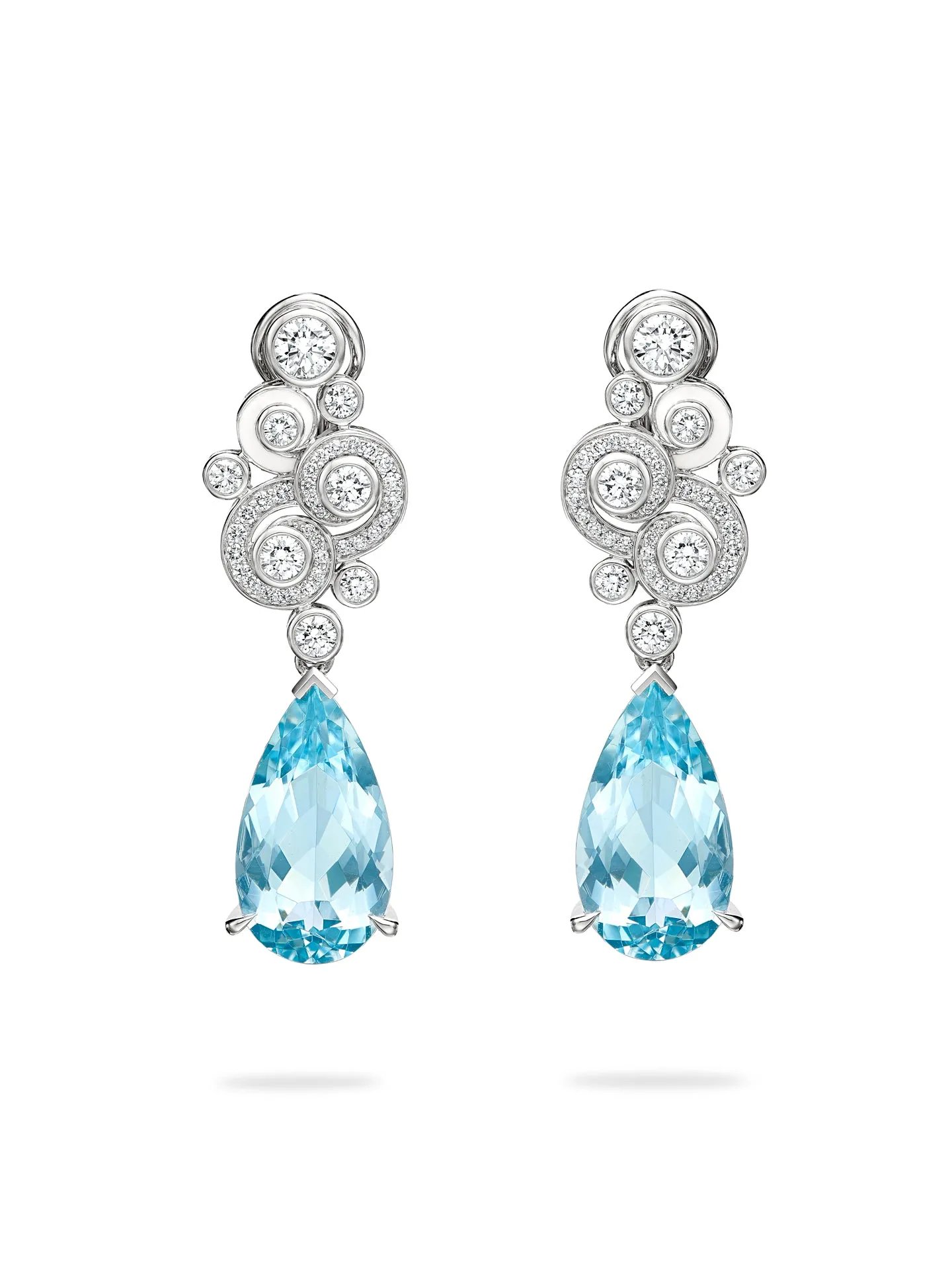 A Family Journey Geneva Aquamarine Platinum Earrings