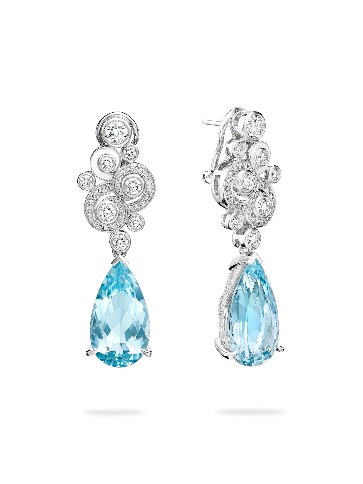 A Family Journey Geneva Aquamarine Platinum Earrings