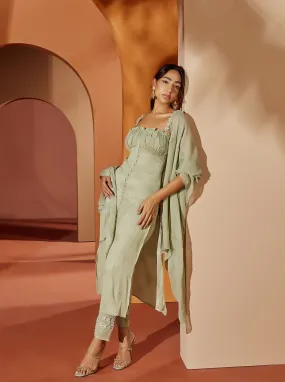 Aarya Sage Green Embroidered Georgette Kurta Set