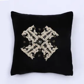 AKC Pure Velvet Embroidered Nishio Filled Cushion