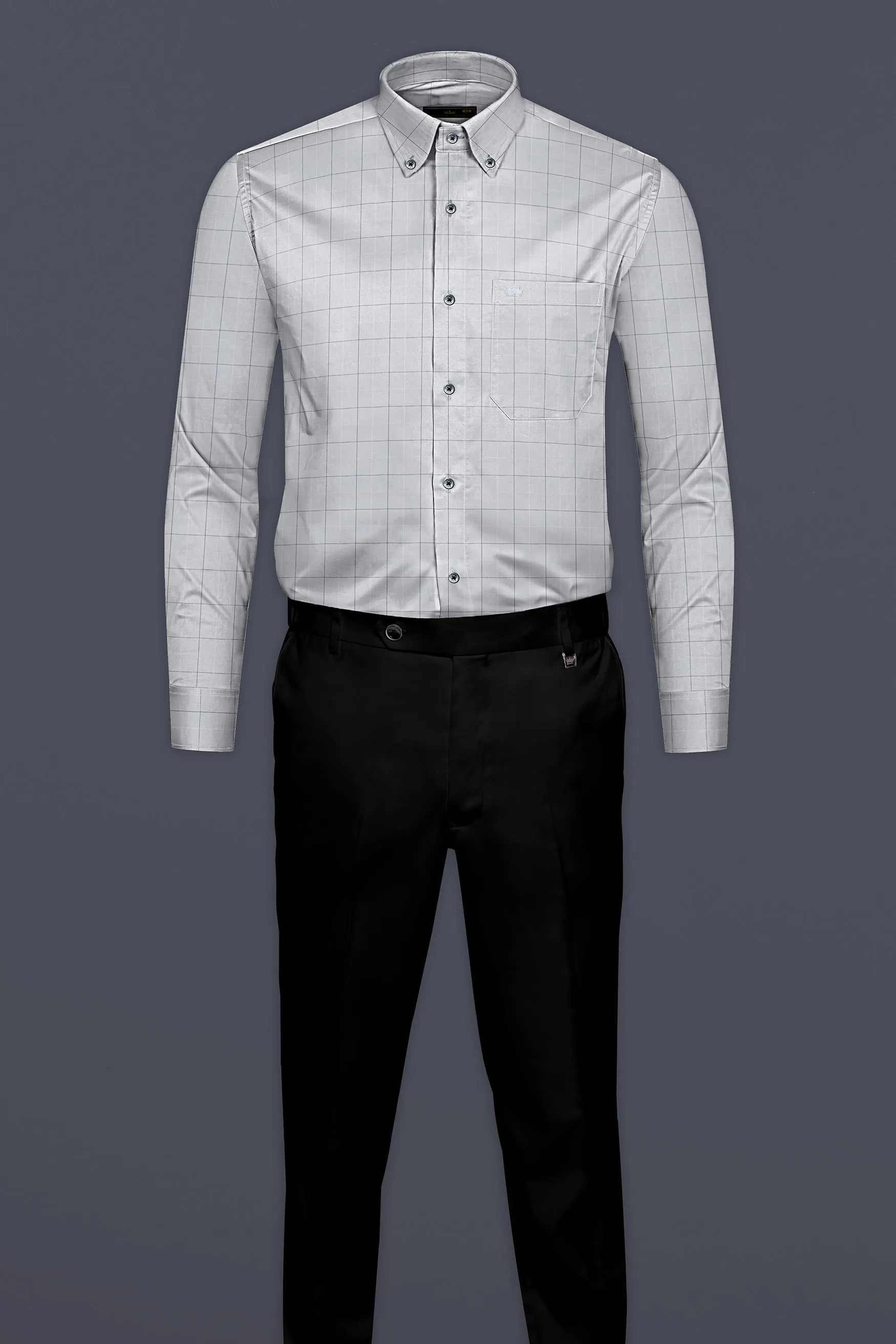 Aluminium Gray Windowpane Twill Cotton Shirt