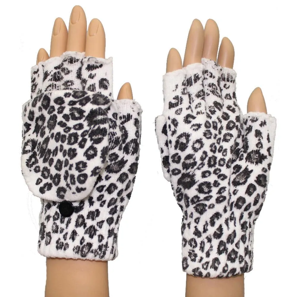 Animal Print Pop Top Glove - White