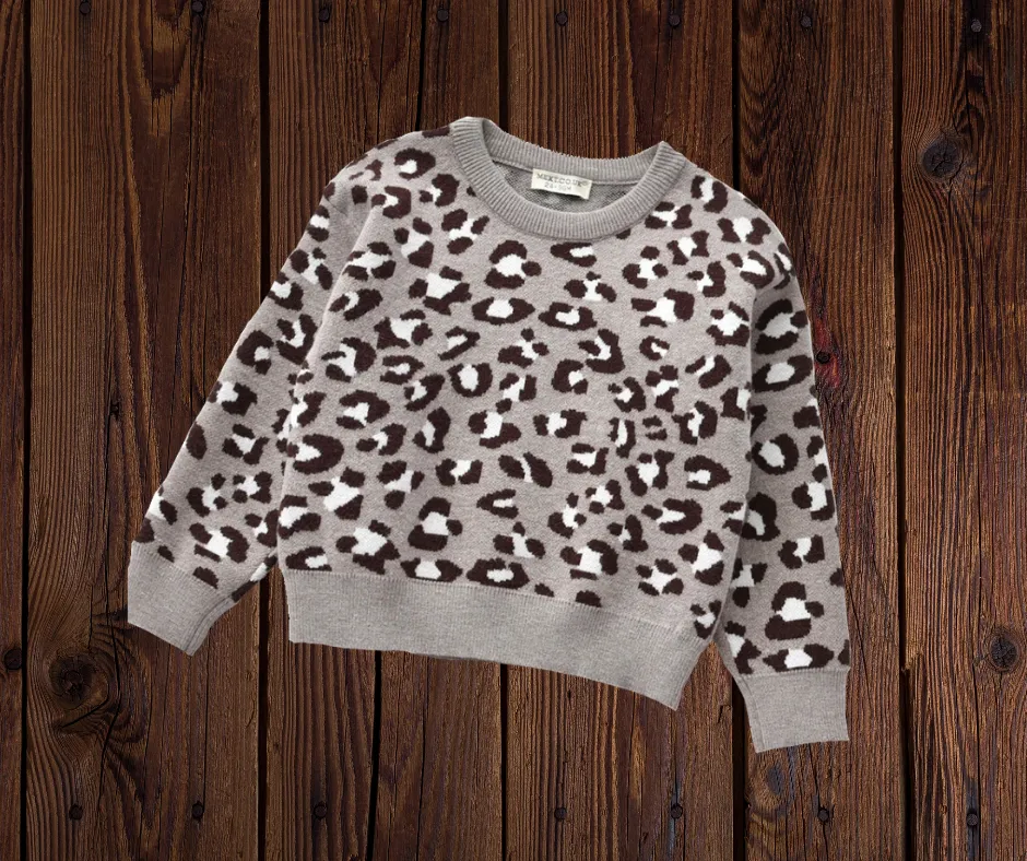 ANIMAL PRINT SWEATER - GREY