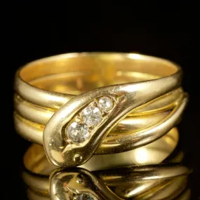 Antique Edwardian Diamond Snake Ring Dated 18Ct Birmingham 1905