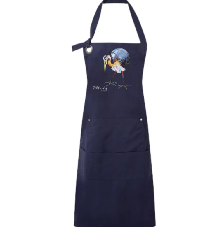 Aprons - Blue with "Damoiselle Heron" Design