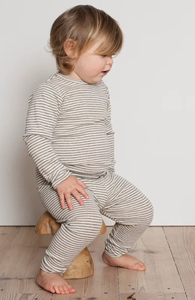 Baby Leggings Stripe - Taupe/Off White