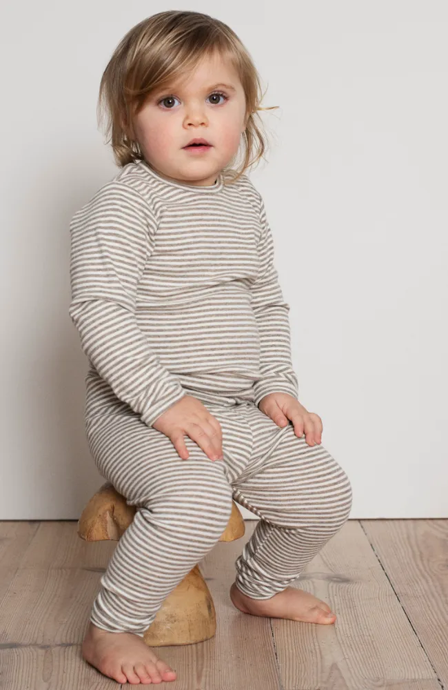 Baby Leggings Stripe - Taupe/Off White