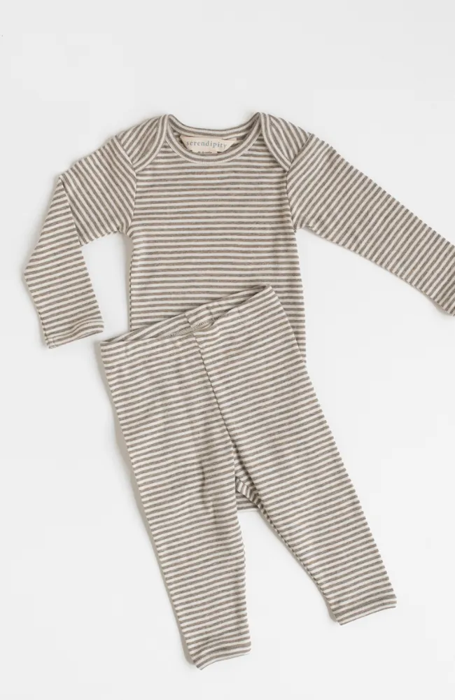 Baby Leggings Stripe - Taupe/Off White