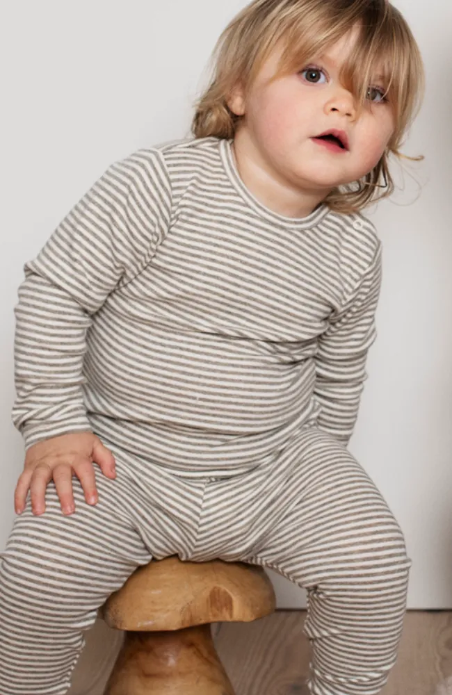 Baby Leggings Stripe - Taupe/Off White