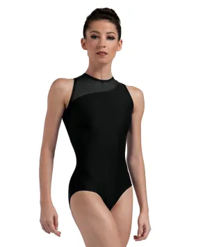 Ballet Rosa Nadege Wavy Mesh Insert Low Plunge Back Sleeveless Leotard - Womens