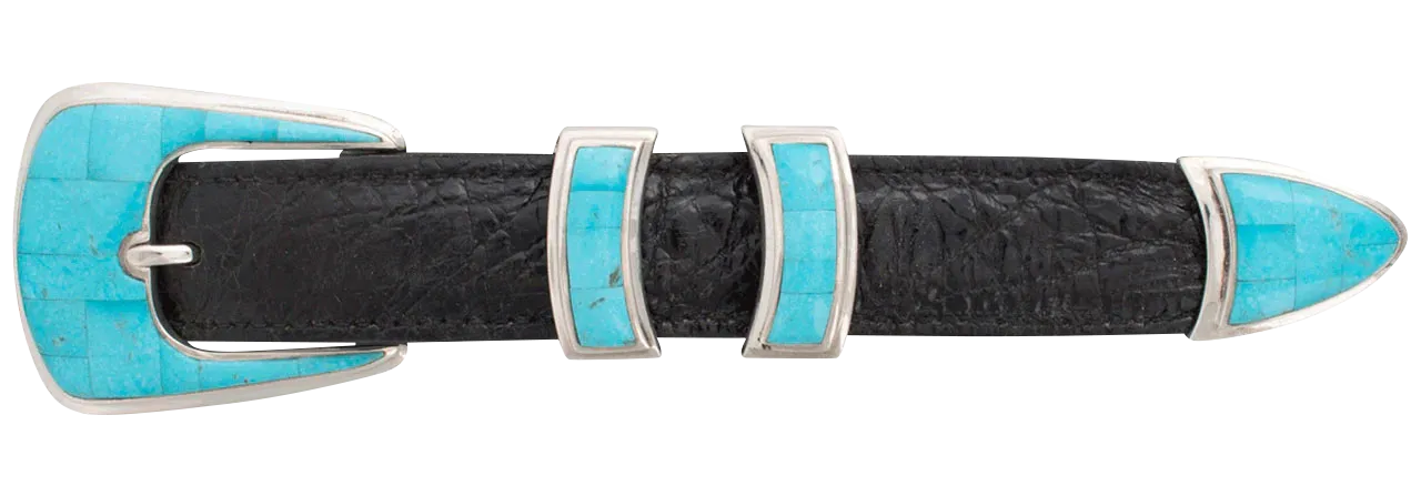 B.G. Mudd 1" Turquoise Mosaic Buckle Set