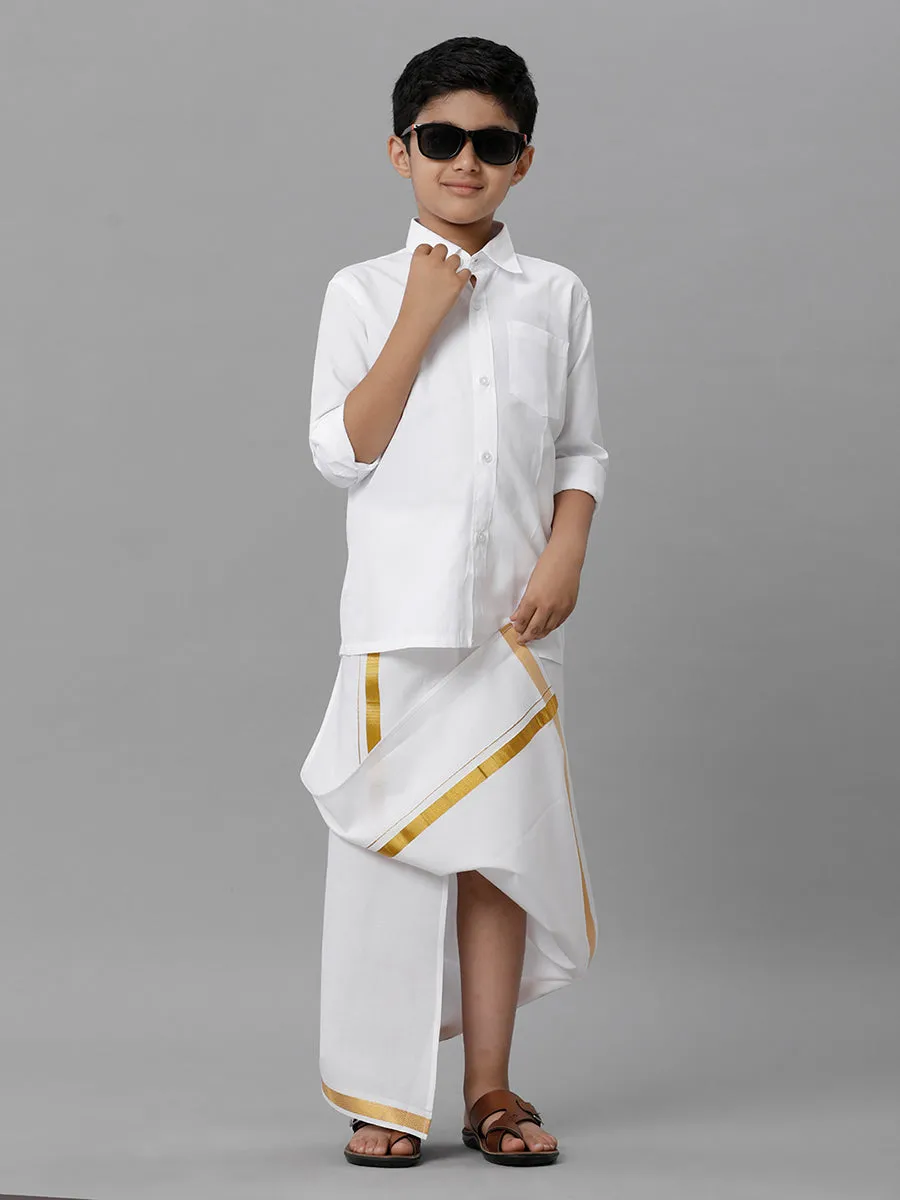 Boys Cotton Full Sleeves White Shirt