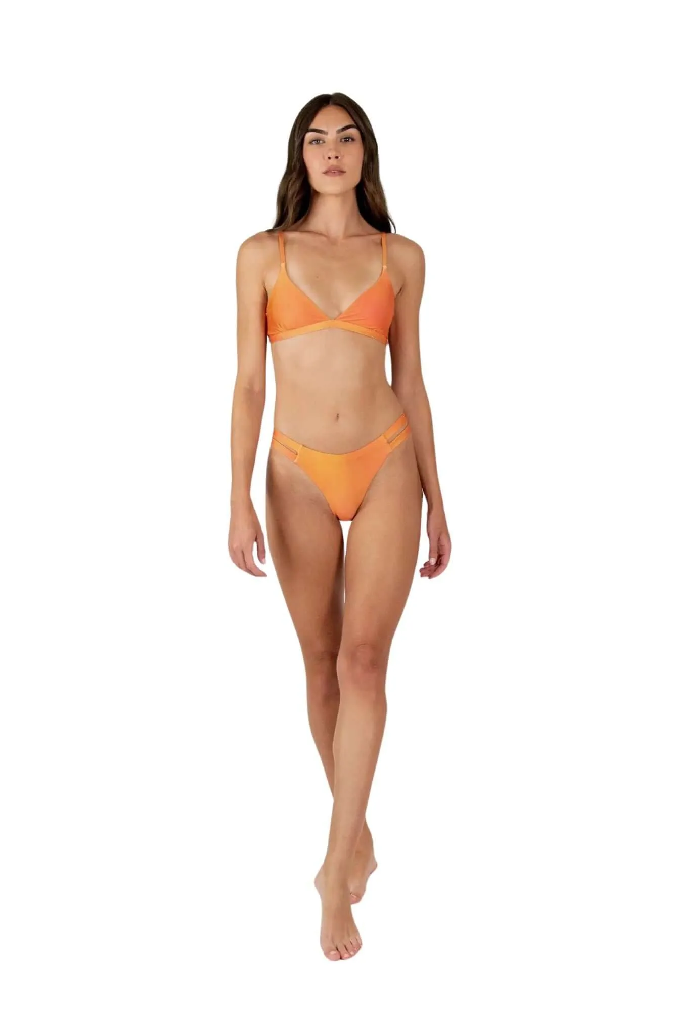 Bralette Bikini with top Split bottom Set in Naranja