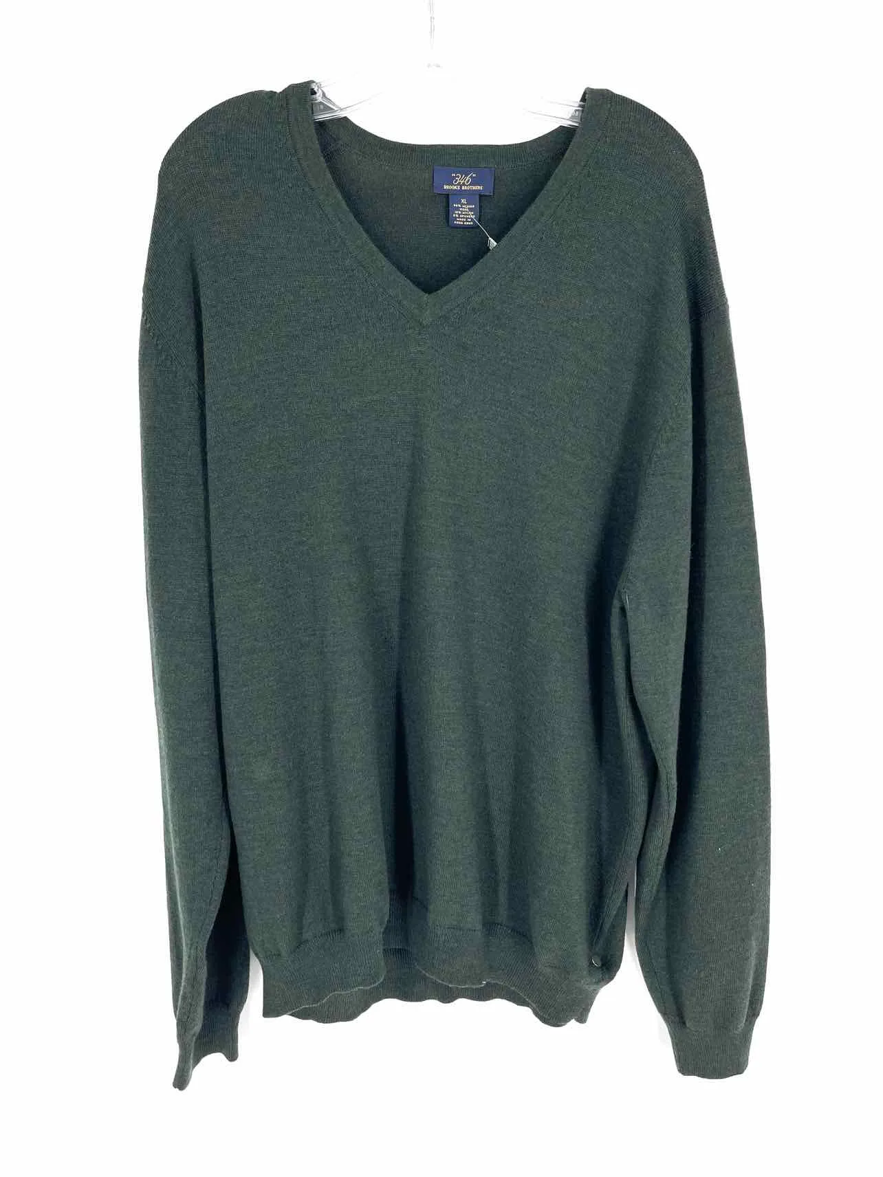 Brooks Brothers Size XL Dk Green Solid Knit Men's Sweater- Men's