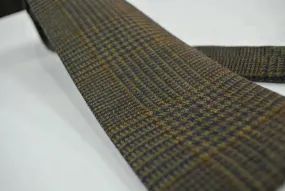 brown  prince of wales check wool necktie for men