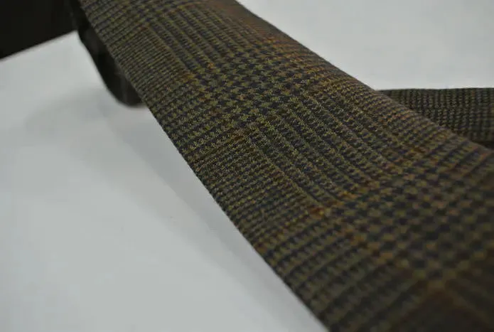 brown  prince of wales check wool necktie for men