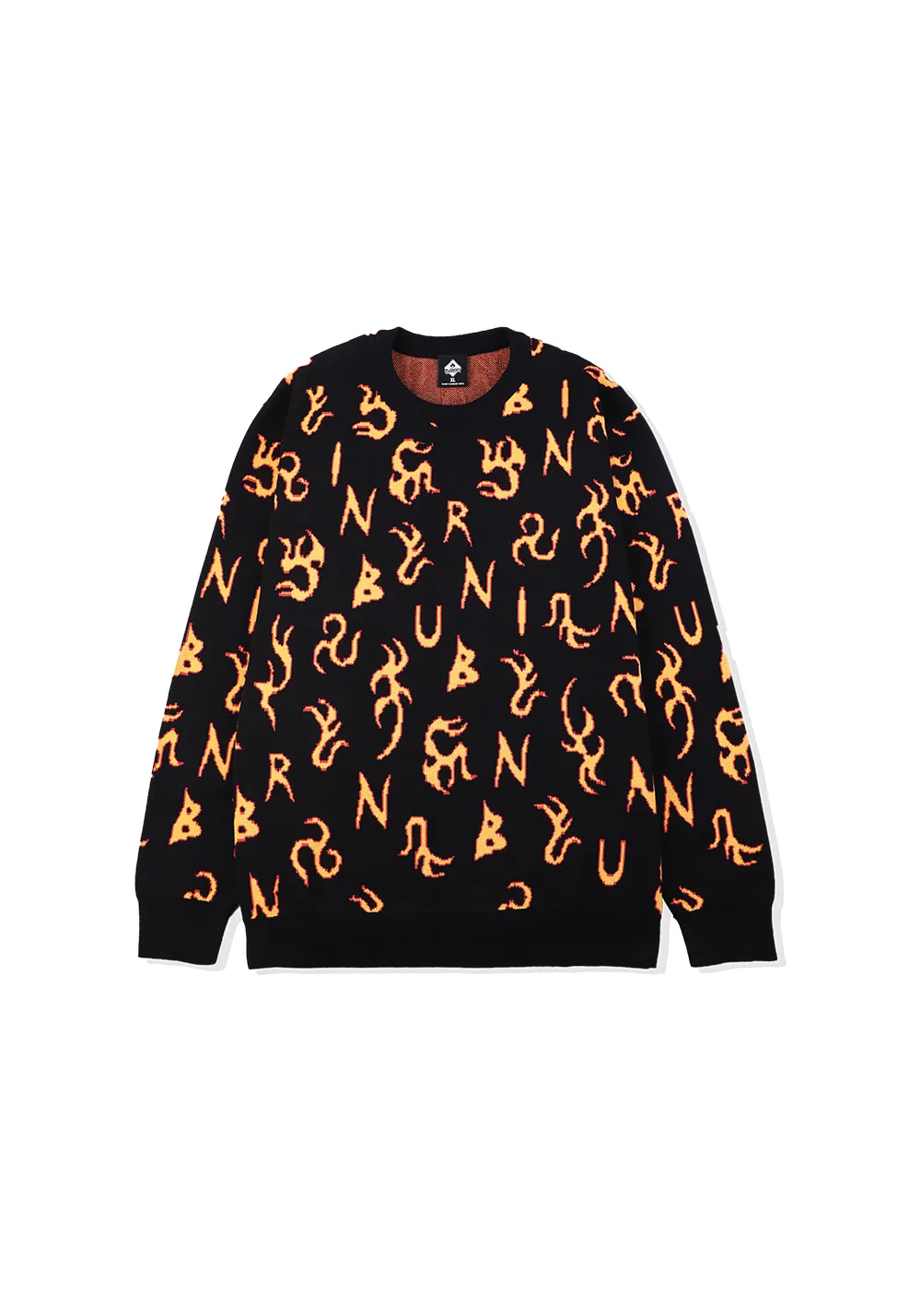 BURNIN * All-over Fire Print Sweater