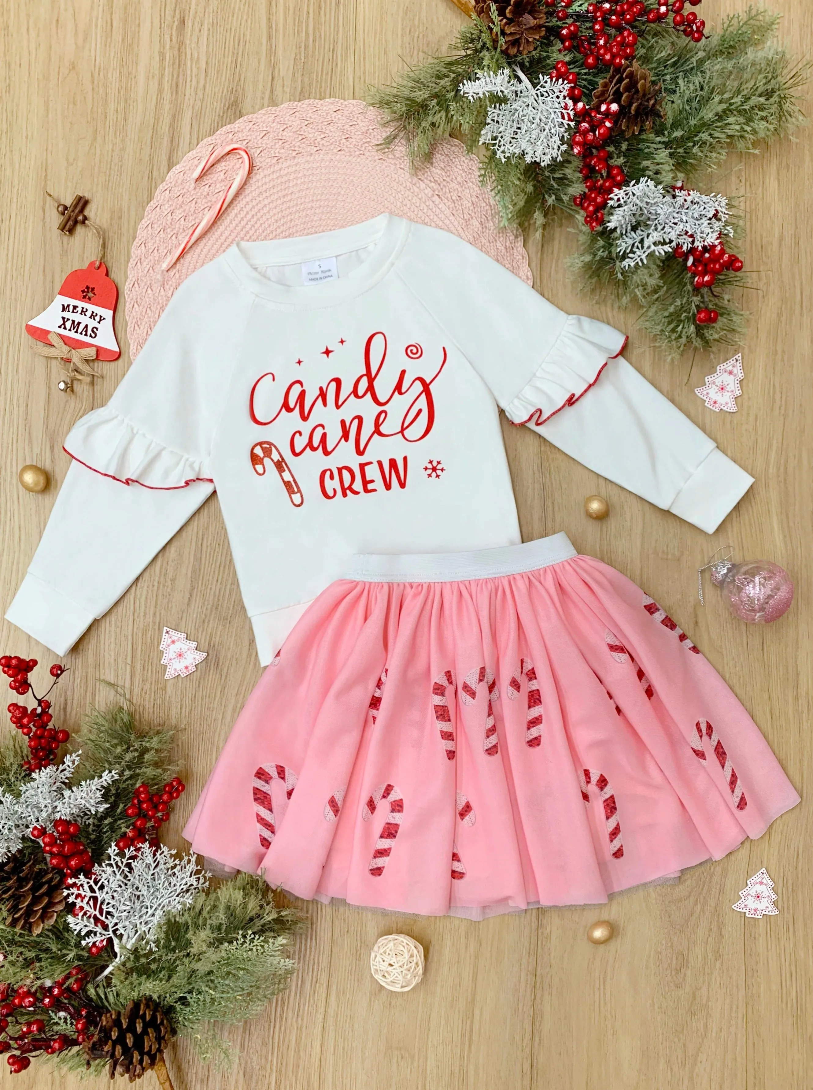 Candy Cane Crew Christmas Tutu Skirt Set