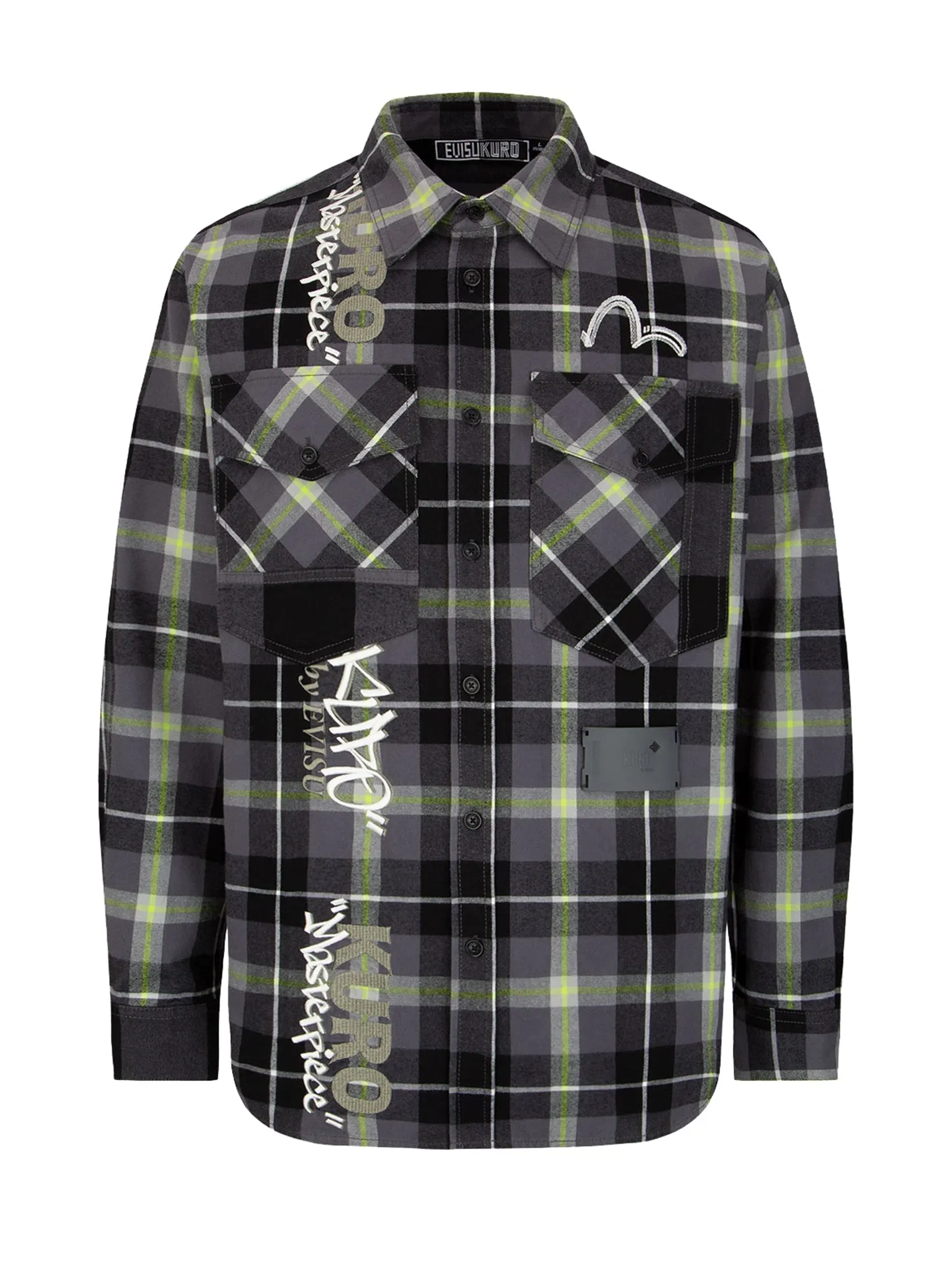 Contrast Pockets Plaid Flannel Shirt