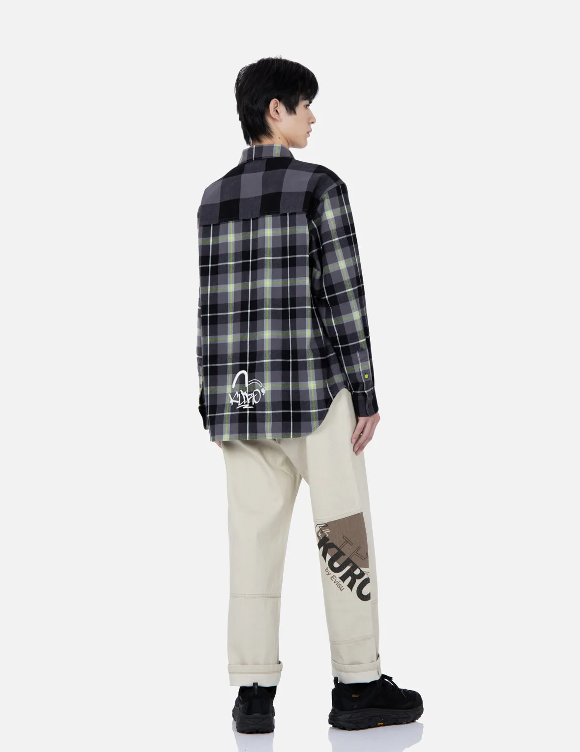 Contrast Pockets Plaid Flannel Shirt