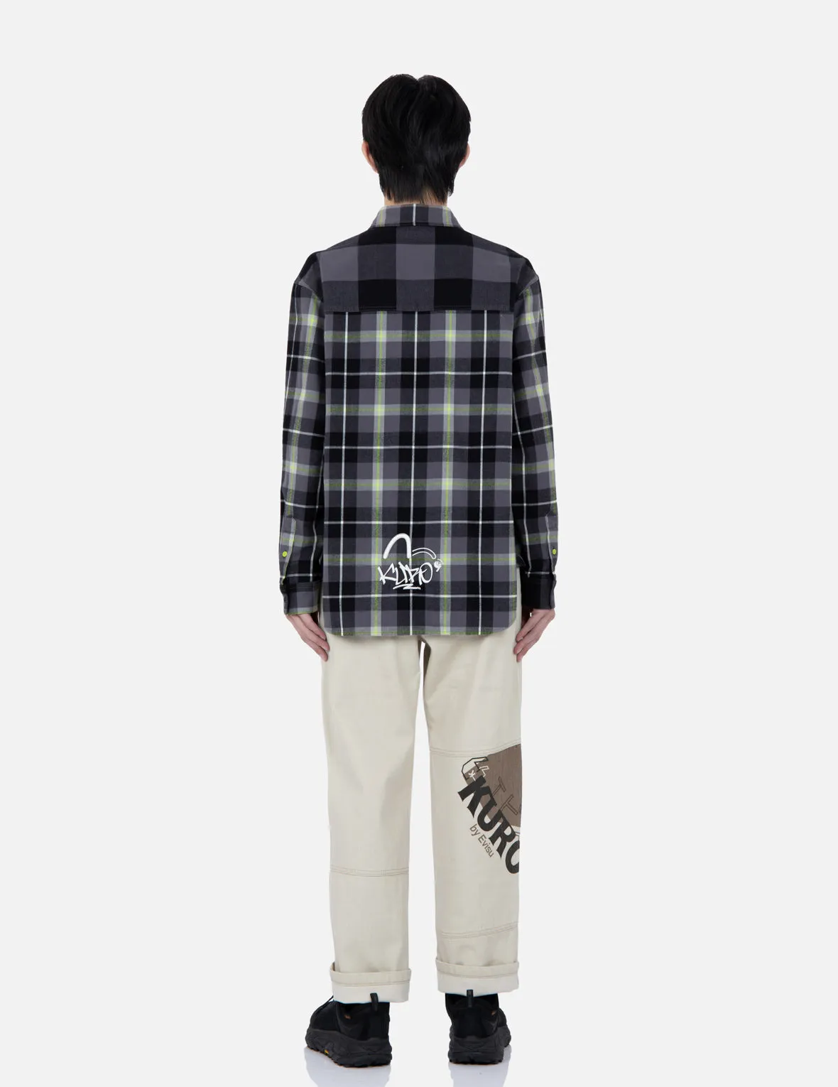 Contrast Pockets Plaid Flannel Shirt