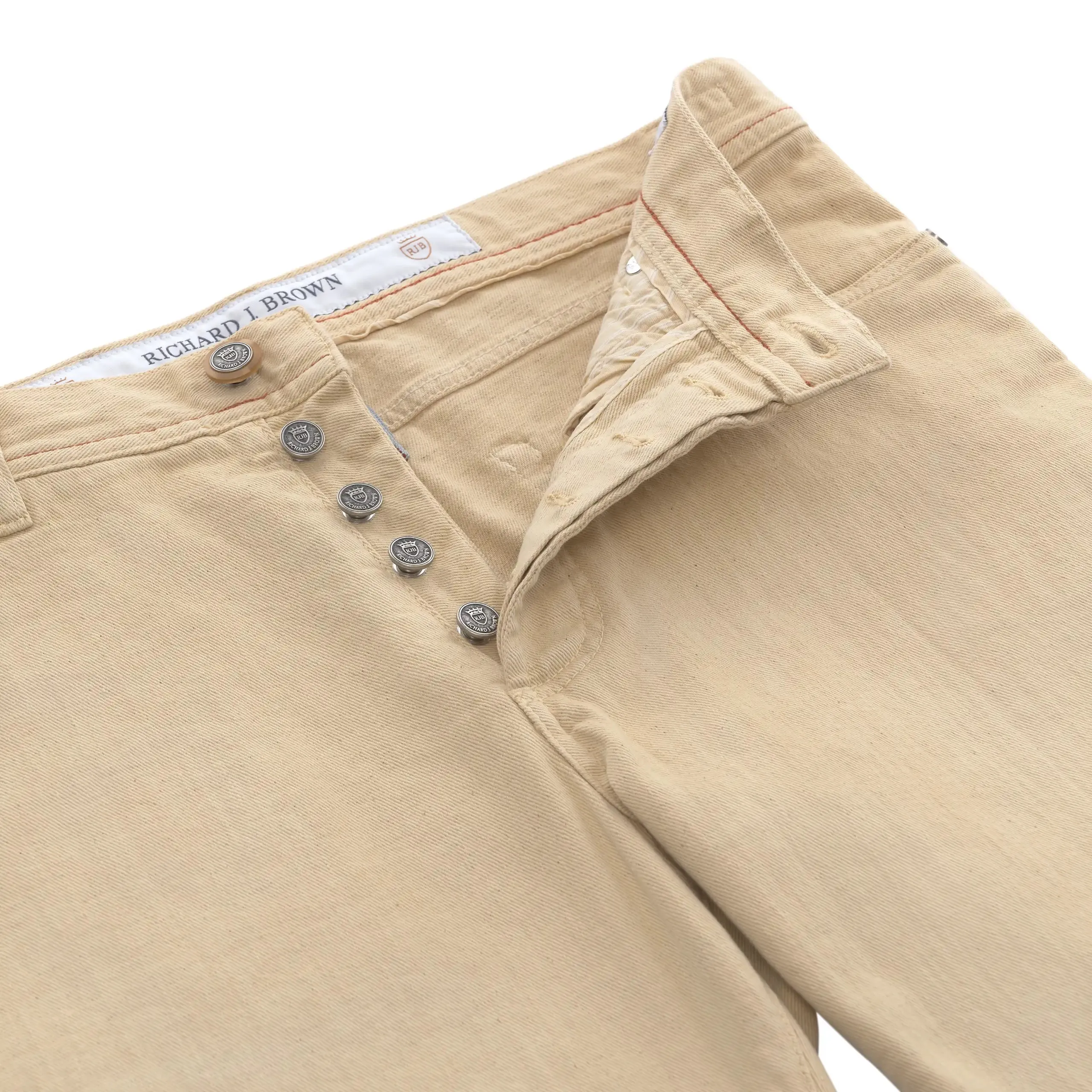 Cotton-Linen Blend Jeans in Creamy Yellow