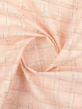 Cotton Peach Colour Check Shirt Fabric-Galaxy Art