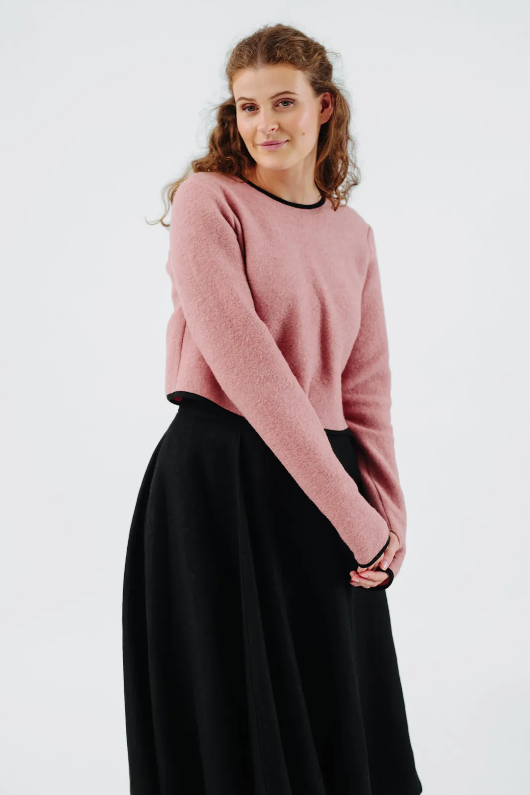 Crop Sweater, Wool, Pink