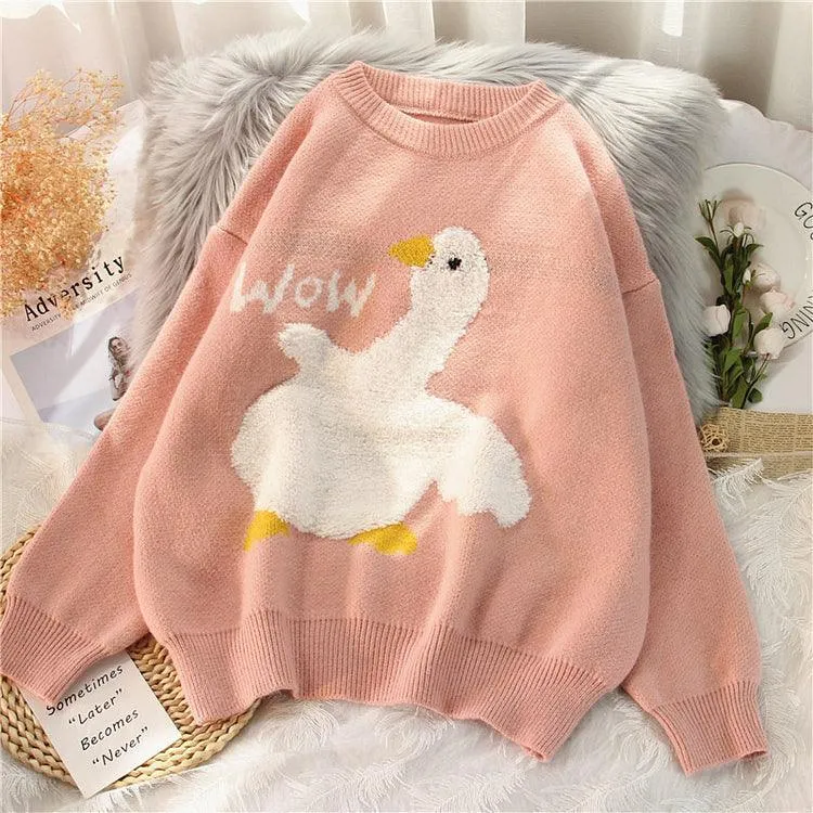 Cute Wow Duck Cartoon Sweater: Your Playful Wardrobe Essential