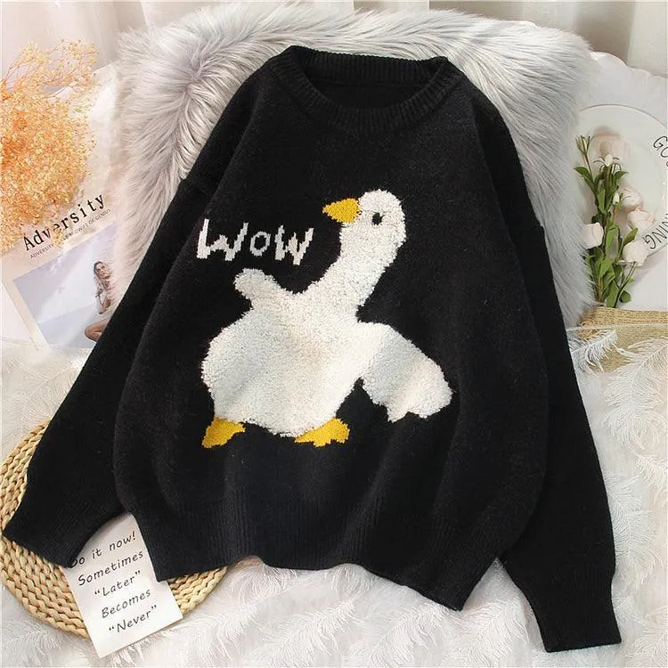 Cute Wow Duck Cartoon Sweater: Your Playful Wardrobe Essential