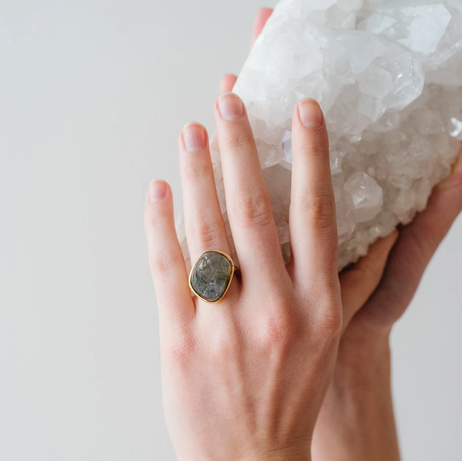 DARING RING - RAW LABRADORITE & GOLD