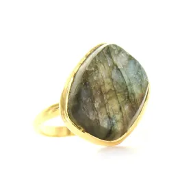 DARING RING - RAW LABRADORITE & GOLD