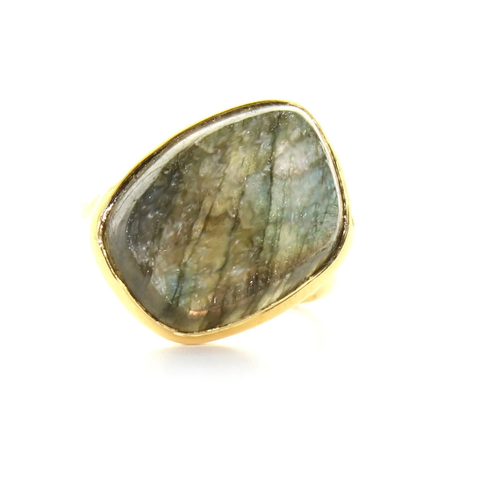 DARING RING - RAW LABRADORITE & GOLD