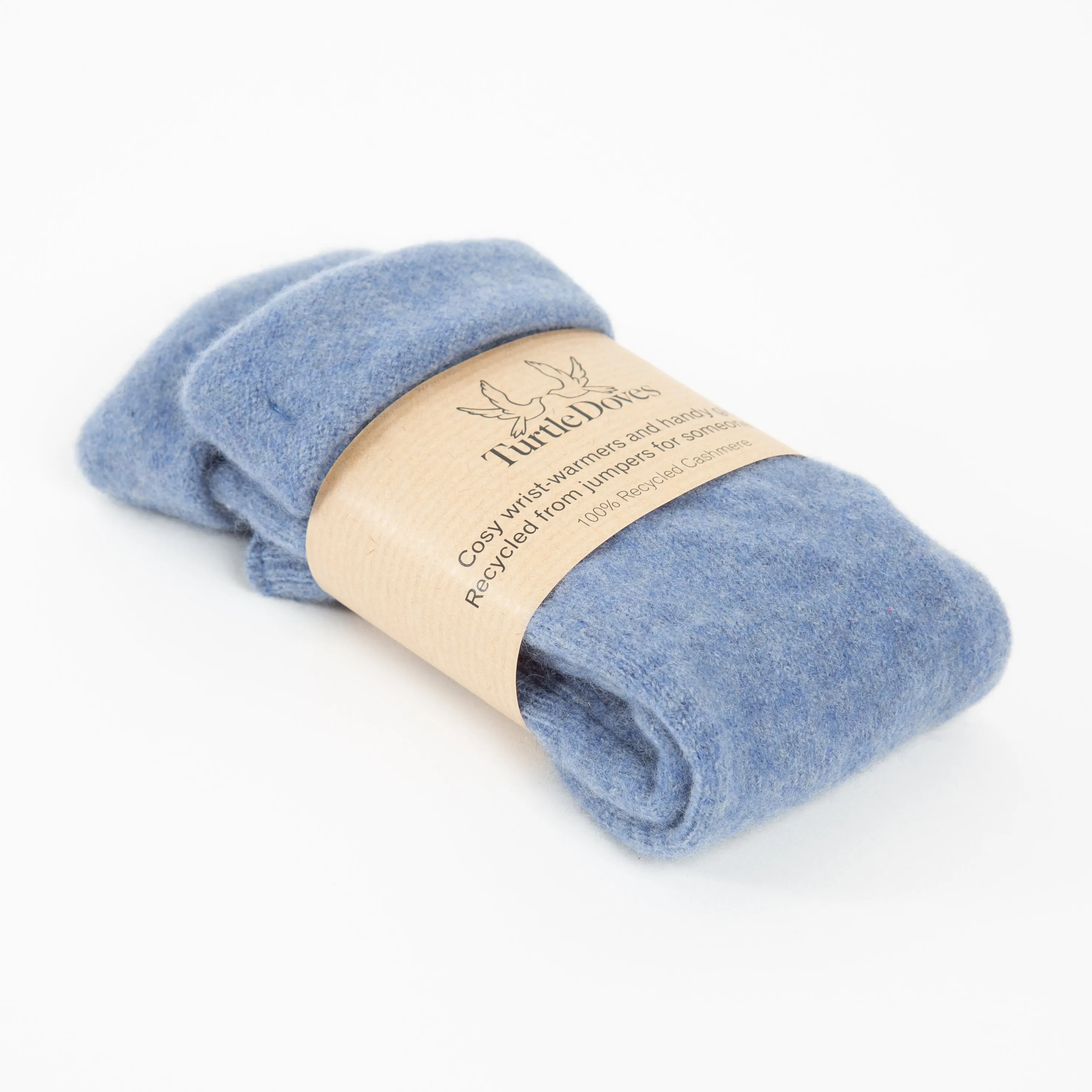 Denim Blue Cashmere Fingerless Gloves