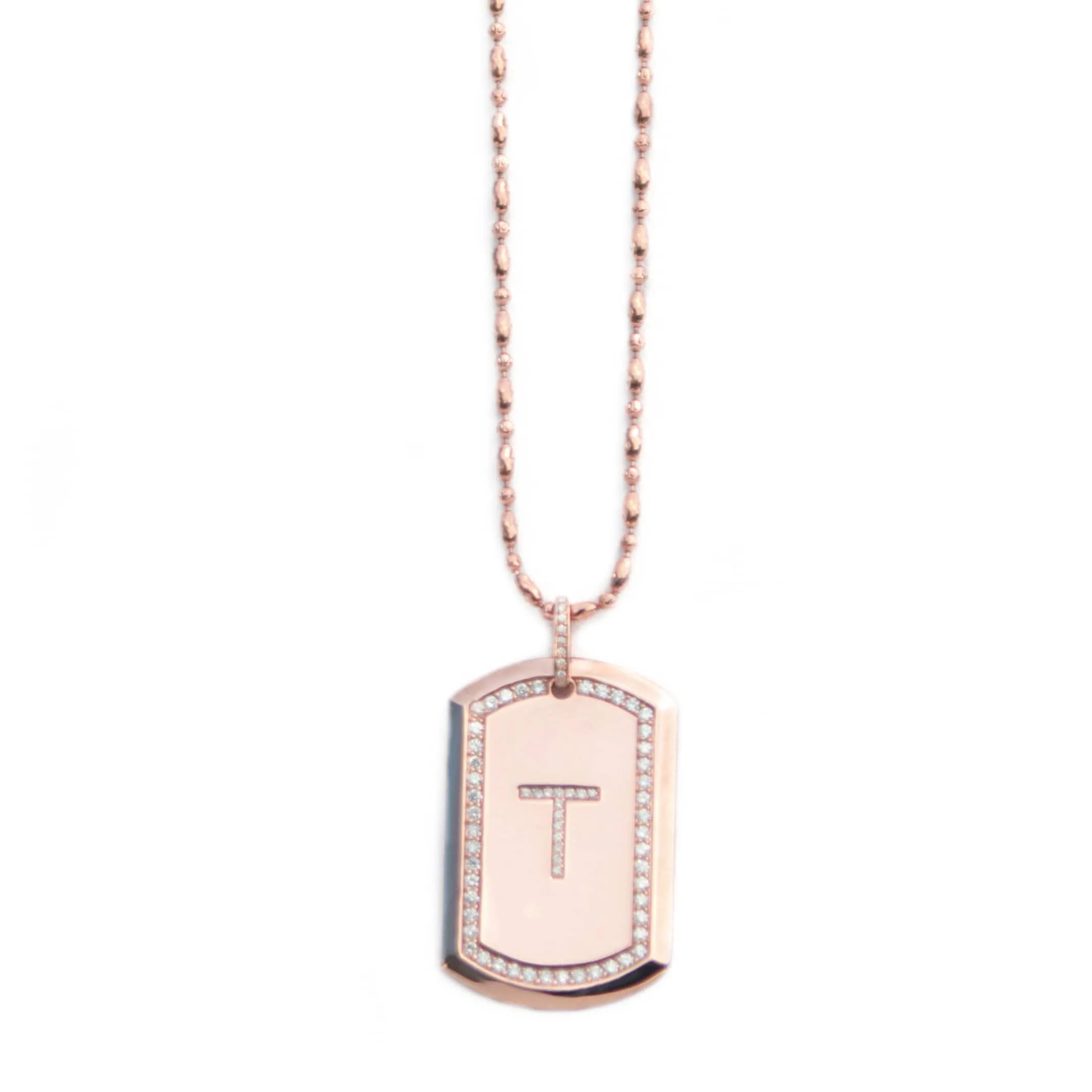 Diamond monogram dog tag