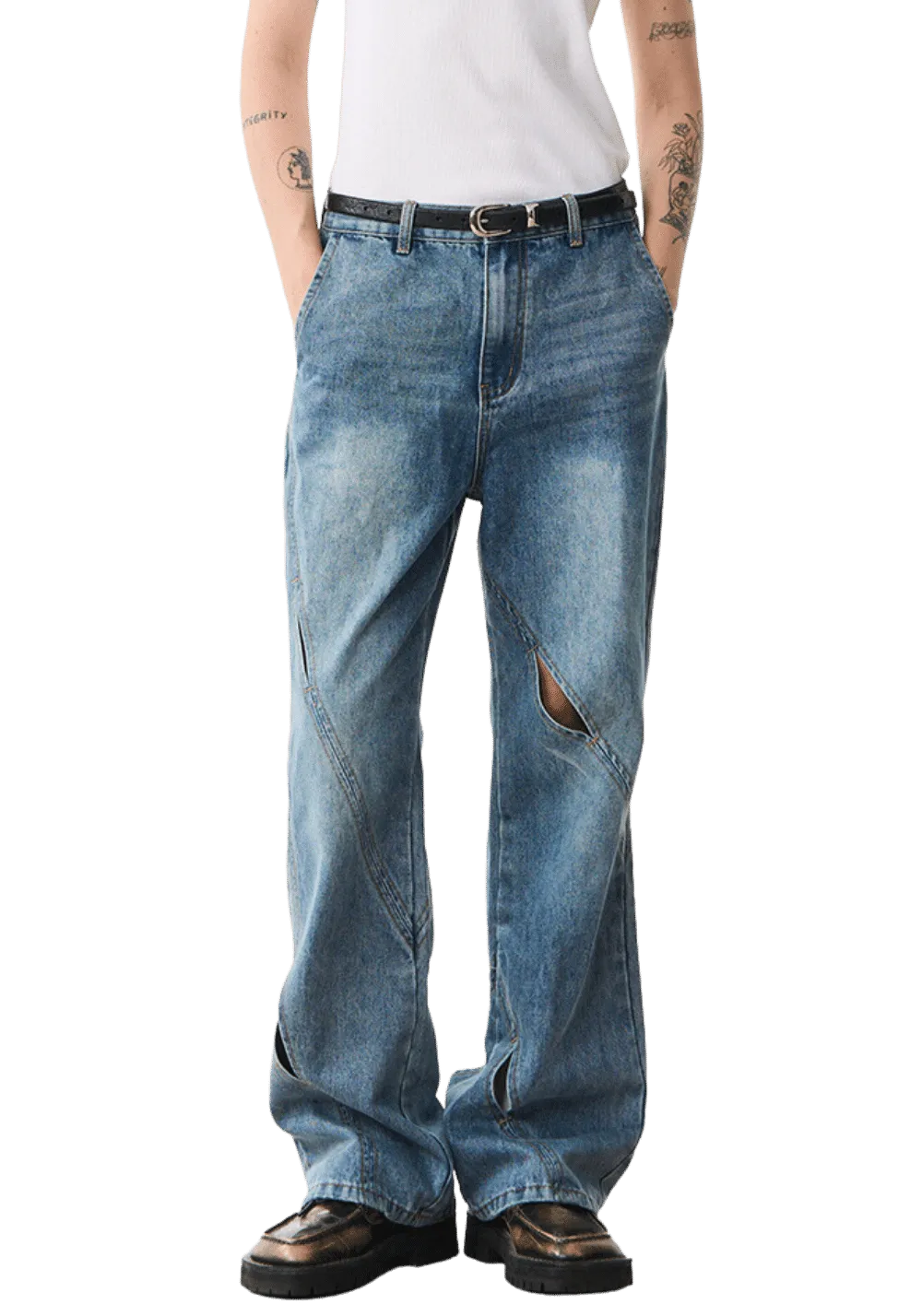 Distressed Hollow Out Jeans