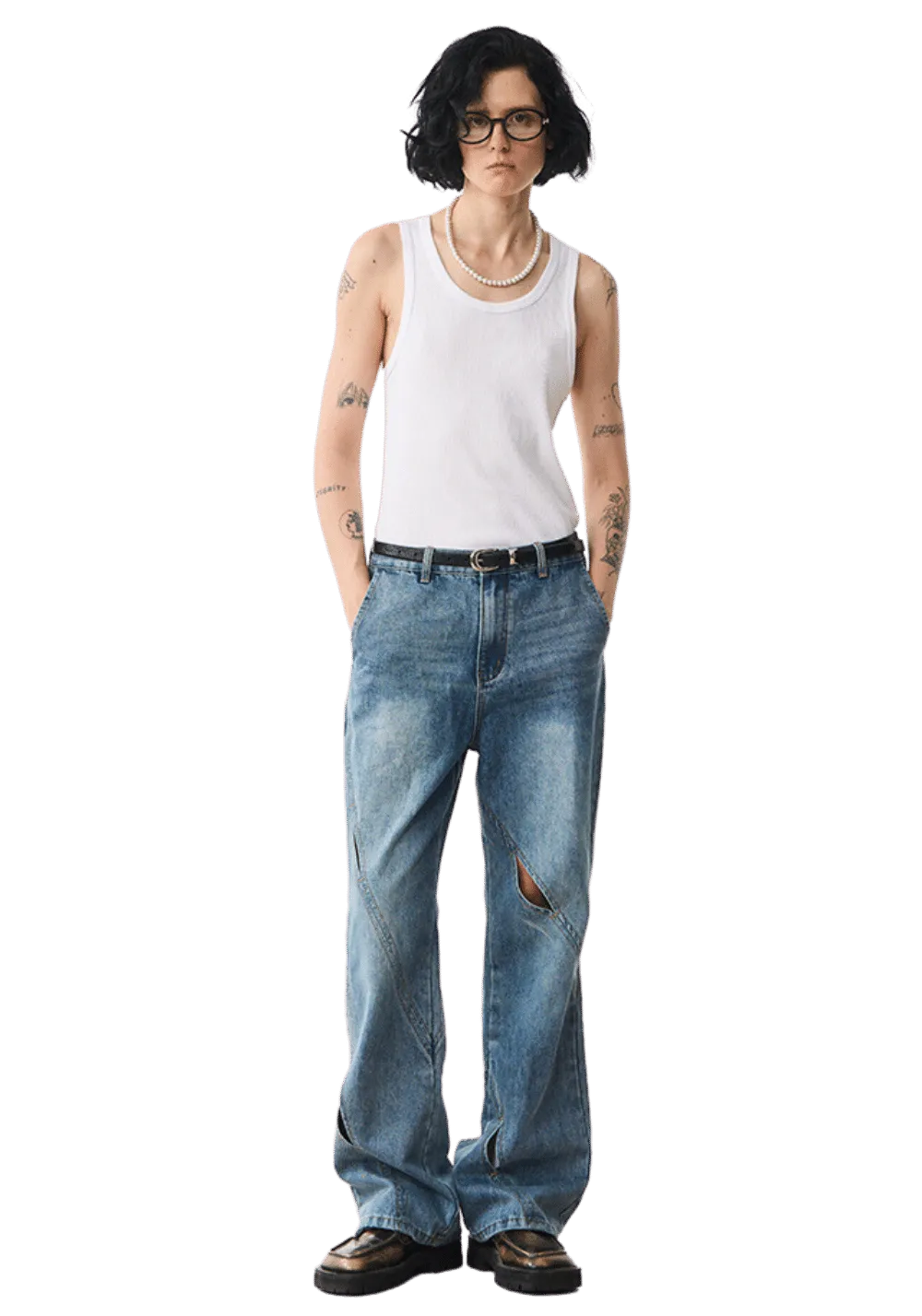 Distressed Hollow Out Jeans