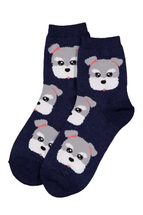 Dog Faces Socks Navy Terrier