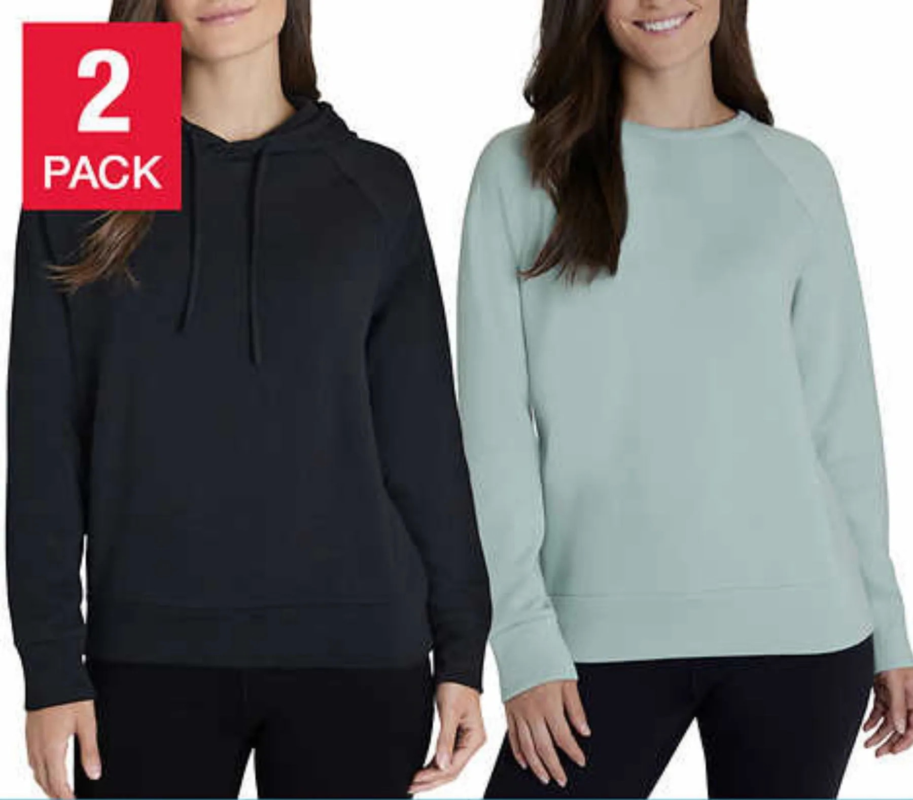 Eddie Bauer Ladies' Crewneck & Hoodie, 2-pack