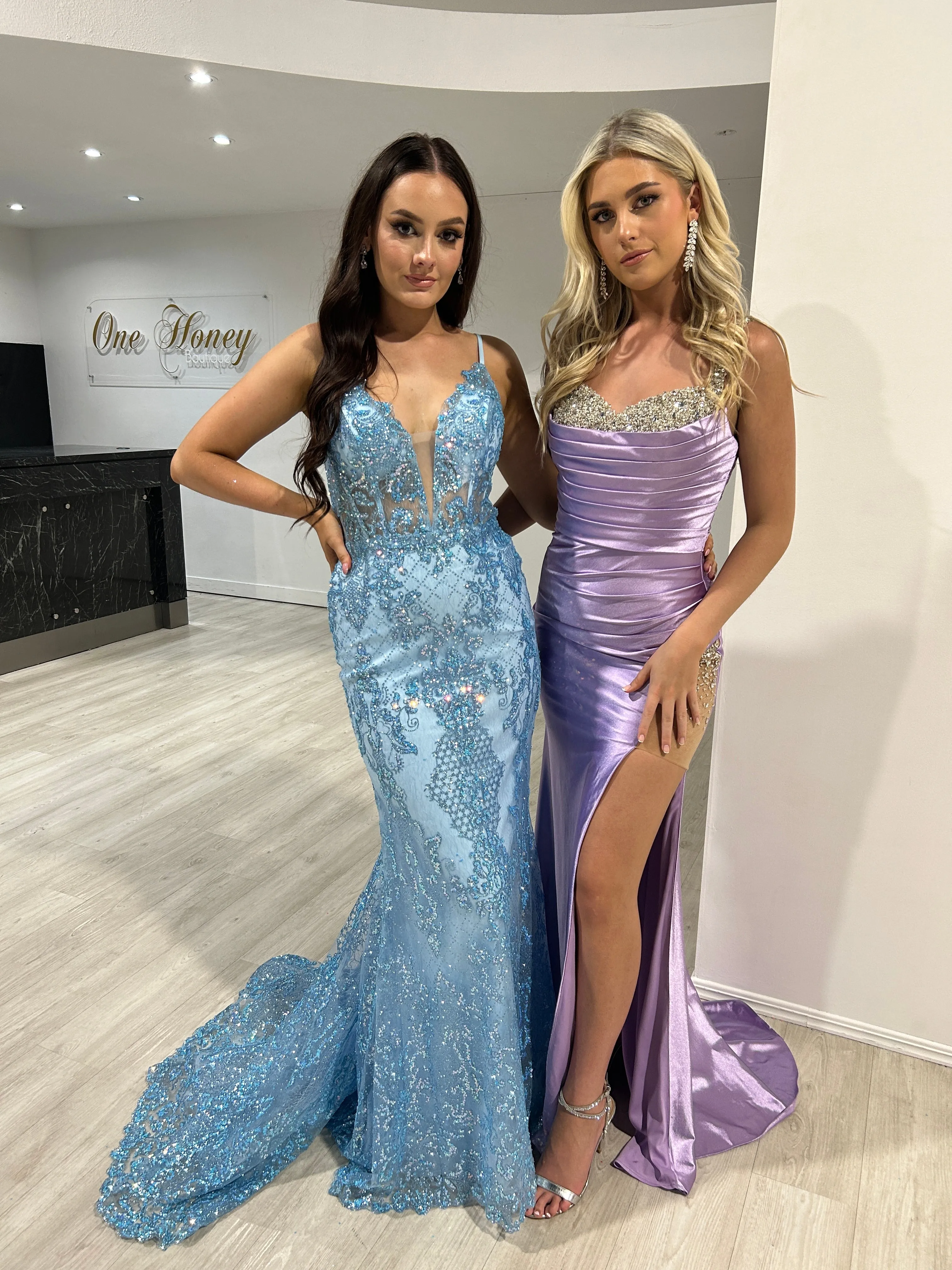 ELENI Beaded Bust Silky Mermaid Prom & Formal Dress