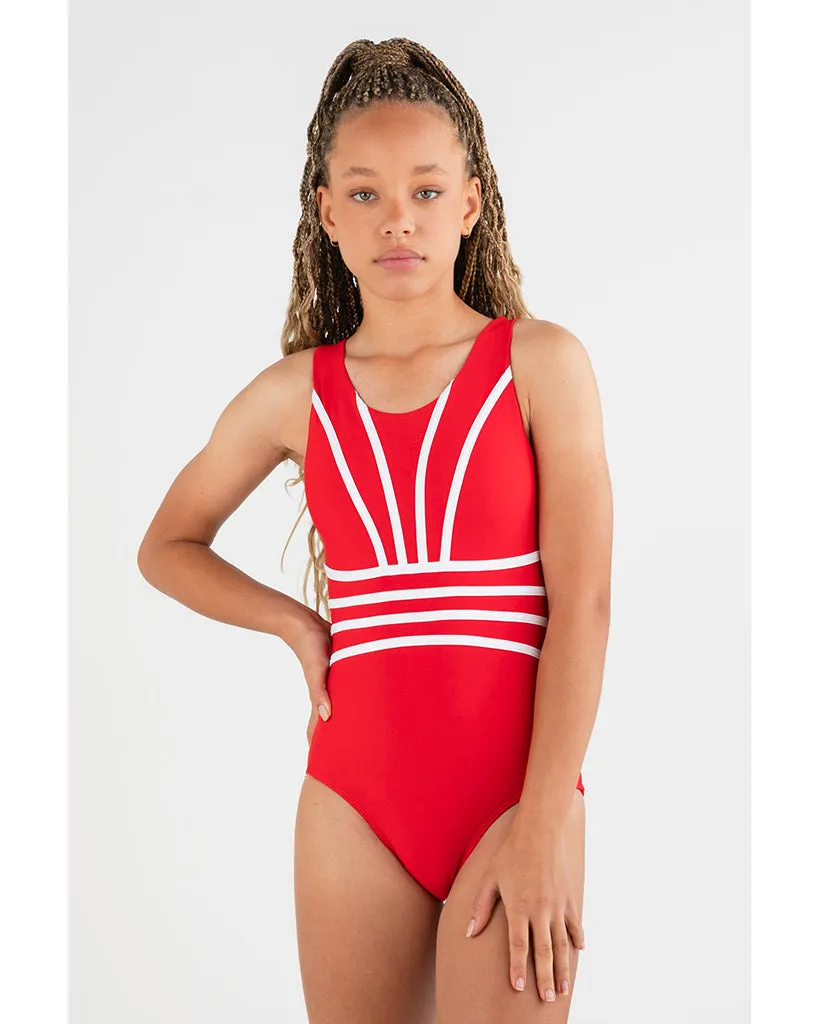 Every Turn Soul Sister Tank Leotard - Girls - Fireball Red