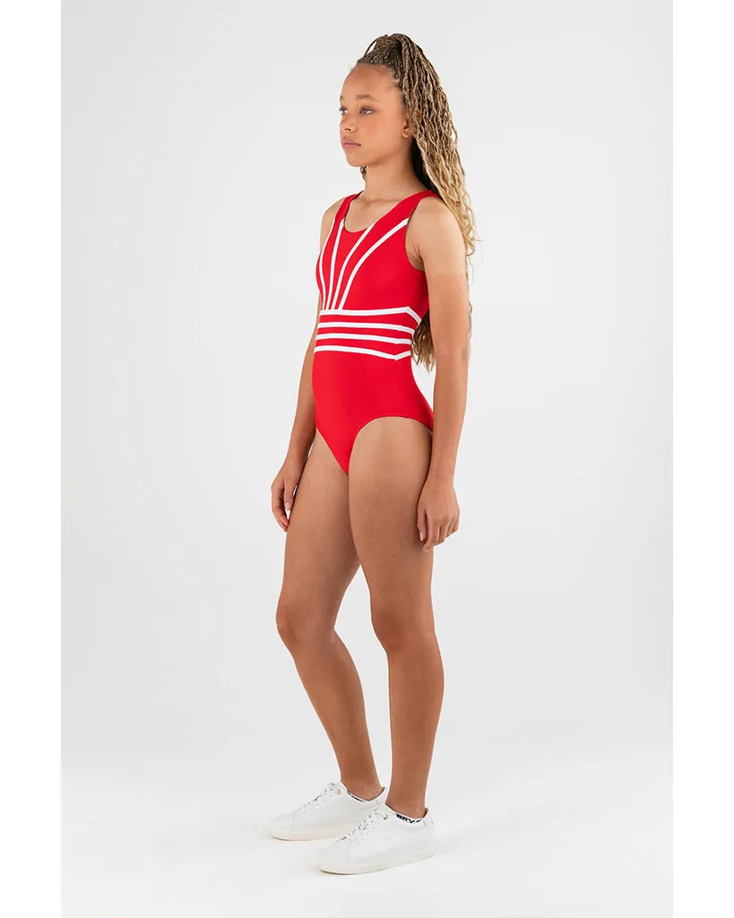 Every Turn Soul Sister Tank Leotard - Girls - Fireball Red